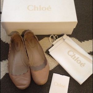 Pink Chloe scalloped flats Size 35, size 5 US