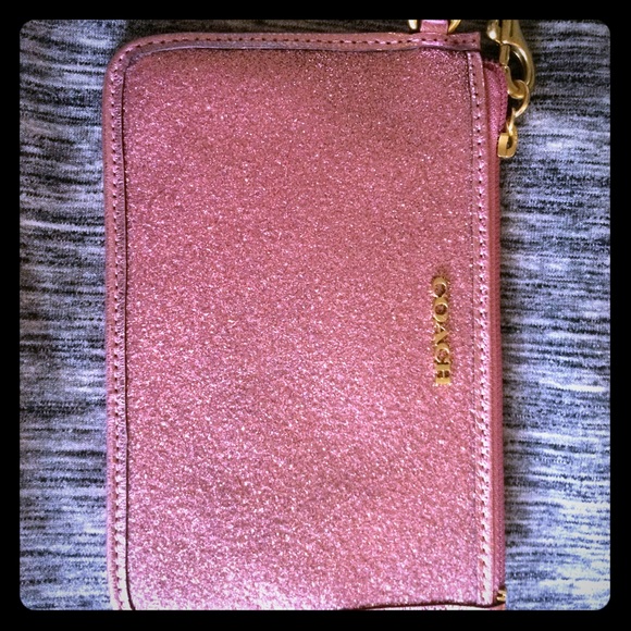 Sparkly pink coach wristlet new without tags.