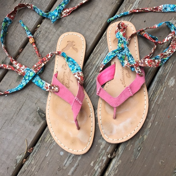 Tie wrap around ankle sandals