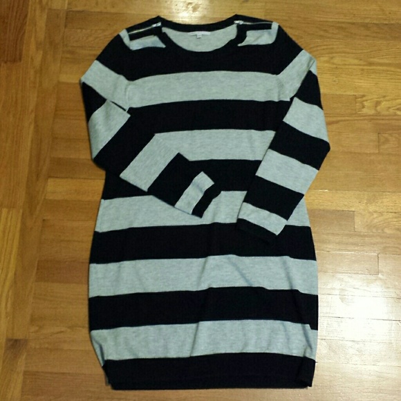 Black and Gray Stripe Sweater Dress