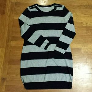 Black and Gray Stripe Sweater Dress