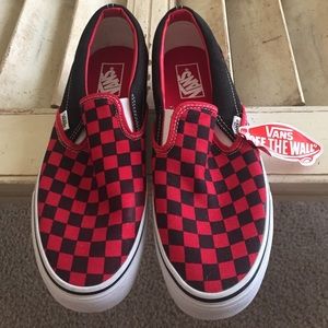 Vans black and red checkered