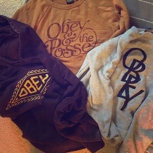 OBEY Lot! 1 hoodie, 2 Sweaters