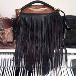 Fringe Handbag with Shoulder Strap
