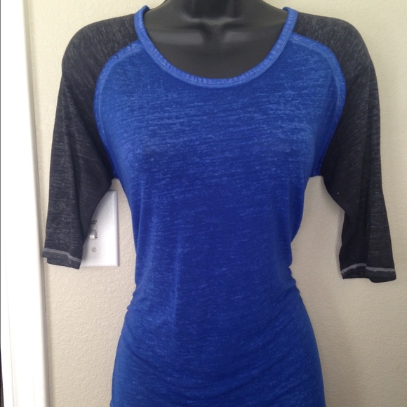 Royal blue and black burnout 3/4 sleeve