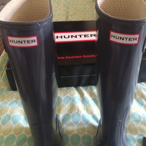 Brand new grey Hunter boots.