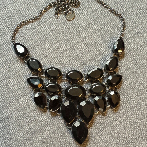 Black Jeweled Bib Necklace