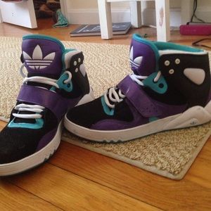 purple adidas high tops