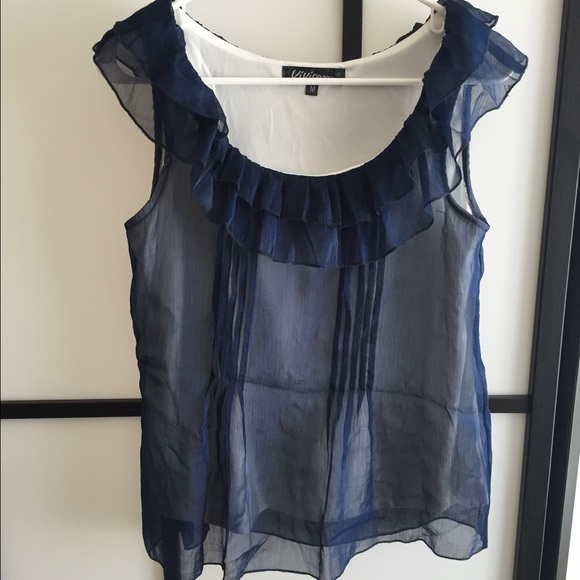 Dark blue ruffle tank top