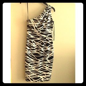 Black and white one shouldered dress
