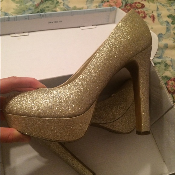 Sparkly gold heels