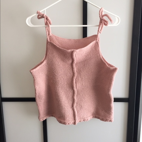 Pink knit tank top
