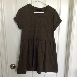 Olive green w/ black speckles baby doll dress.