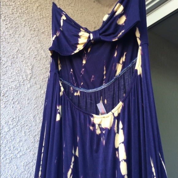 Strapless Purple Tie-Dye Maxi Dress - Picture 4 of 4
