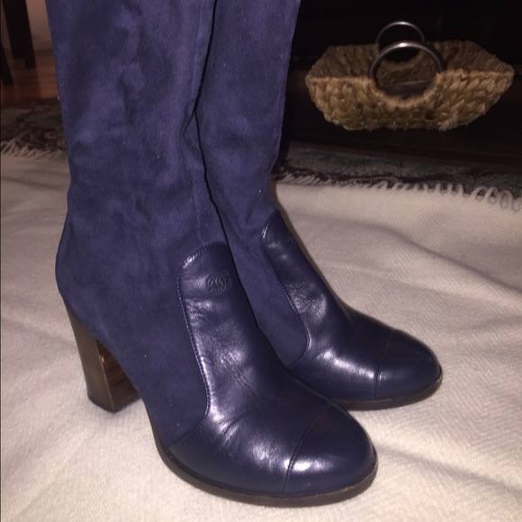 Authentic Chanel mid calf boots