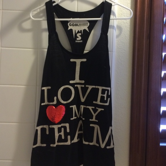 Black "I love my team" racerback tank