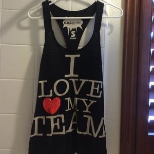 Black "I love my team" racerback tank