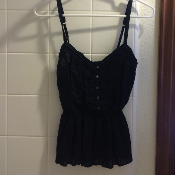 Navy blue ruffle detail tank