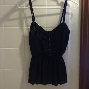 Navy blue ruffle detail tank