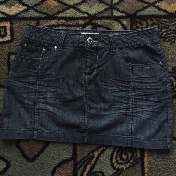 SO juniors denim mini skirt