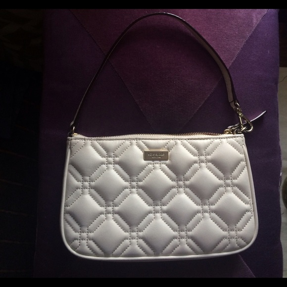 Kate Spade bone quilted wrislet clutch bag