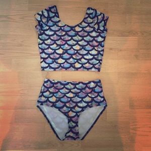 High waisted, crop top bathing suit or rave outfi