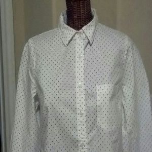 J crew white with tiny black dots shirt