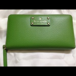 Kate Spade green zip around wallet