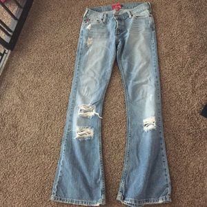 Hollister size 3 flair torn jeans
