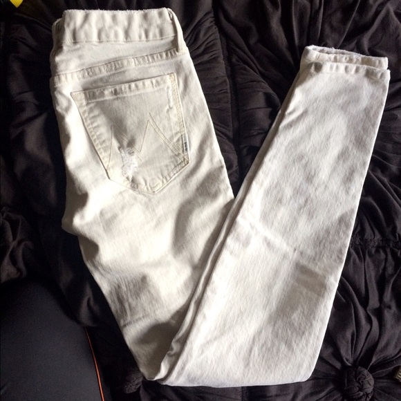 Mother denim off white looker skinny jeans sz 27