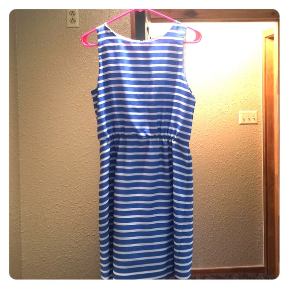A blue and white stripped dress from J Crew