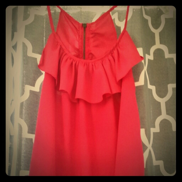 Blouse in dark coral