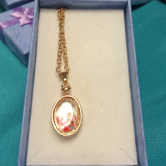 Gold and crystal gem necklace
