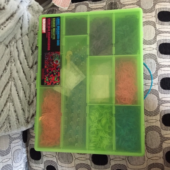 Rainbow loom loom, clips, and 10 colored bands!