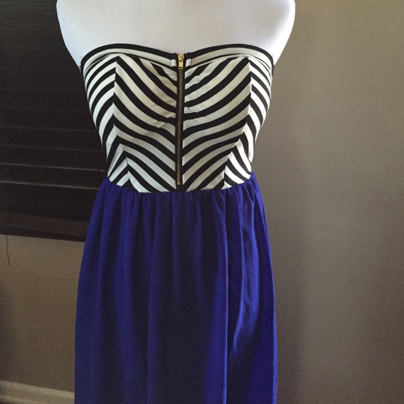 Chevron and royal blue Hi/Lo dress