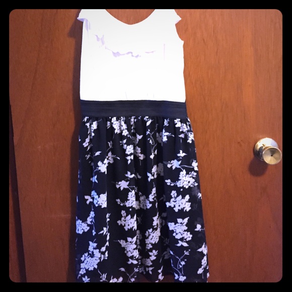 Black and white dress with flowers on it
