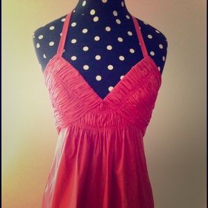 BCBG MaxAzria Pink ruched tie back halter