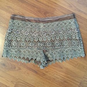 Taupe/Brown Lace Shorts