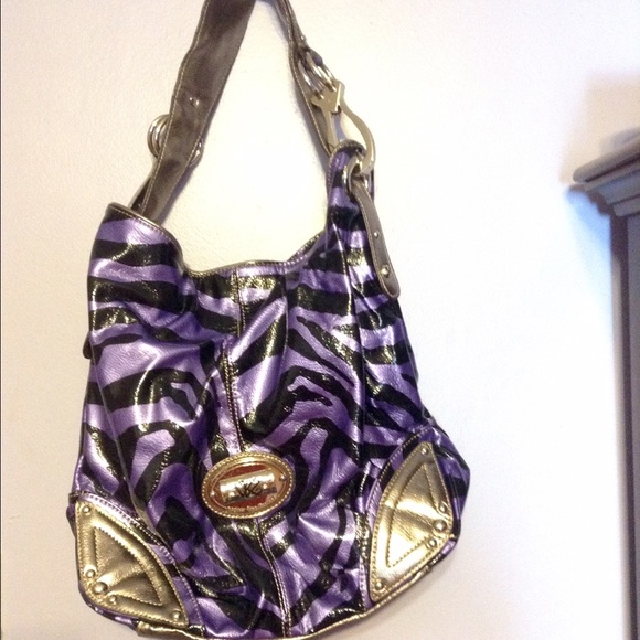 Kathy Van Zeeland Purple Zebra Print Purse