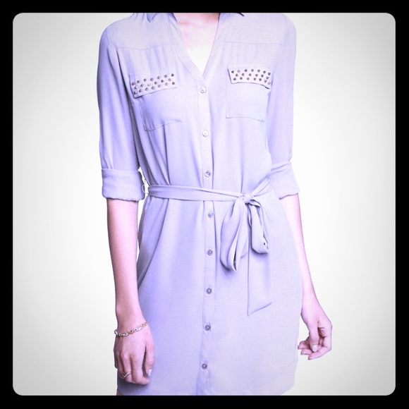 Express grey studded shirt dress.
