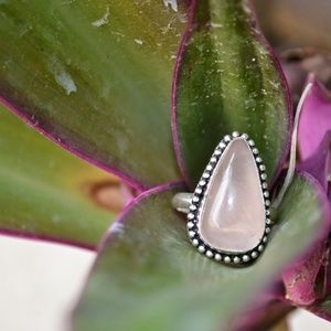 Rose Quartz crystal Ring 925SterlingSilver size8