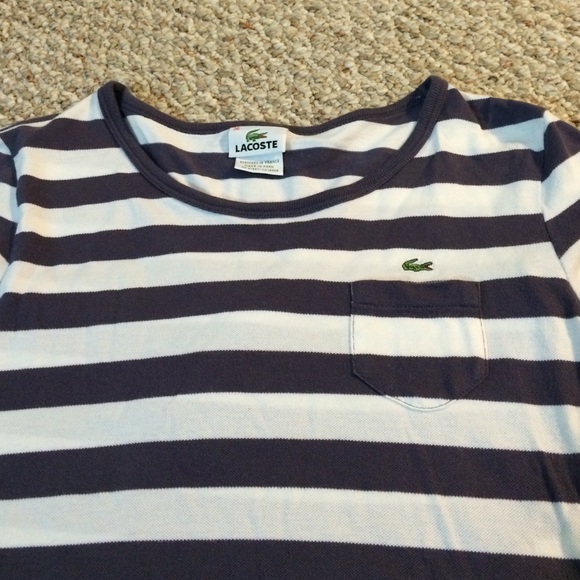 Lacoste Purple White Stripe Top