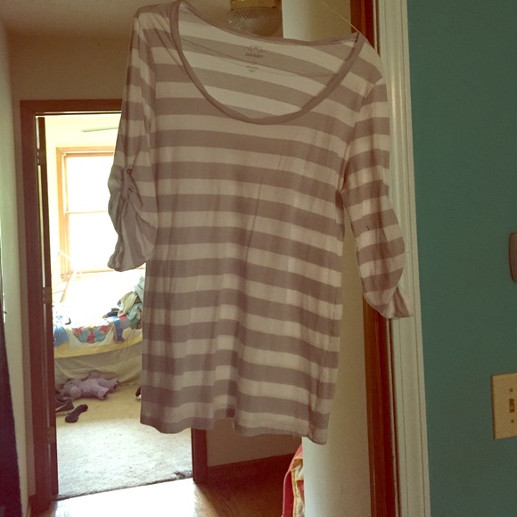 Old navy stripped shirt. Grey and white