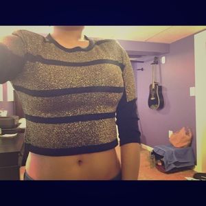 Gold and black crop top shirt