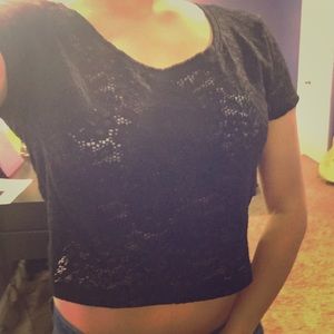 Black laced crop top