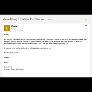 Poshmark trusted seller letter.