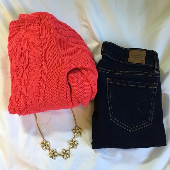 Bright coral sweater