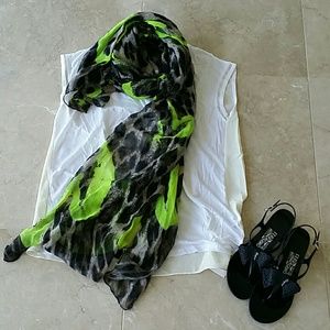 Neon heart panther patterned scarf