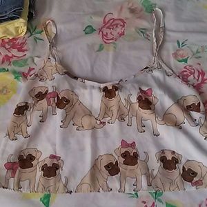 PRICE DROP Nwot Pugs Puppy Dog Crop Top Tank!