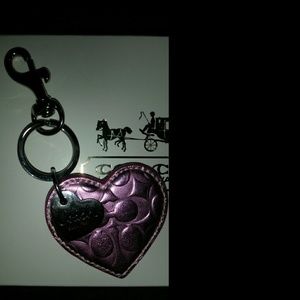 Final Price Coach Leather Heart Keychain Fob Charm